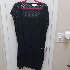 Calvin Klein Black and Pink Lace Dress